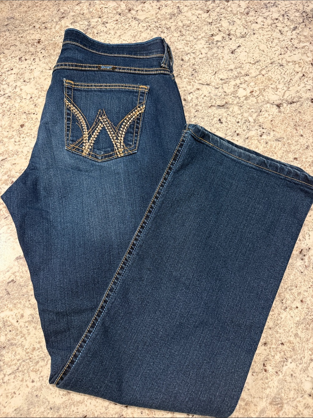 Women’s Wranglers Dark Blue Bootcut Jeans with Embroidered Back Pocket